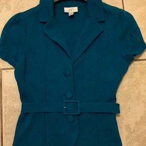 Ann Taylor Loft Short Sleeve Belted Knit Jacket